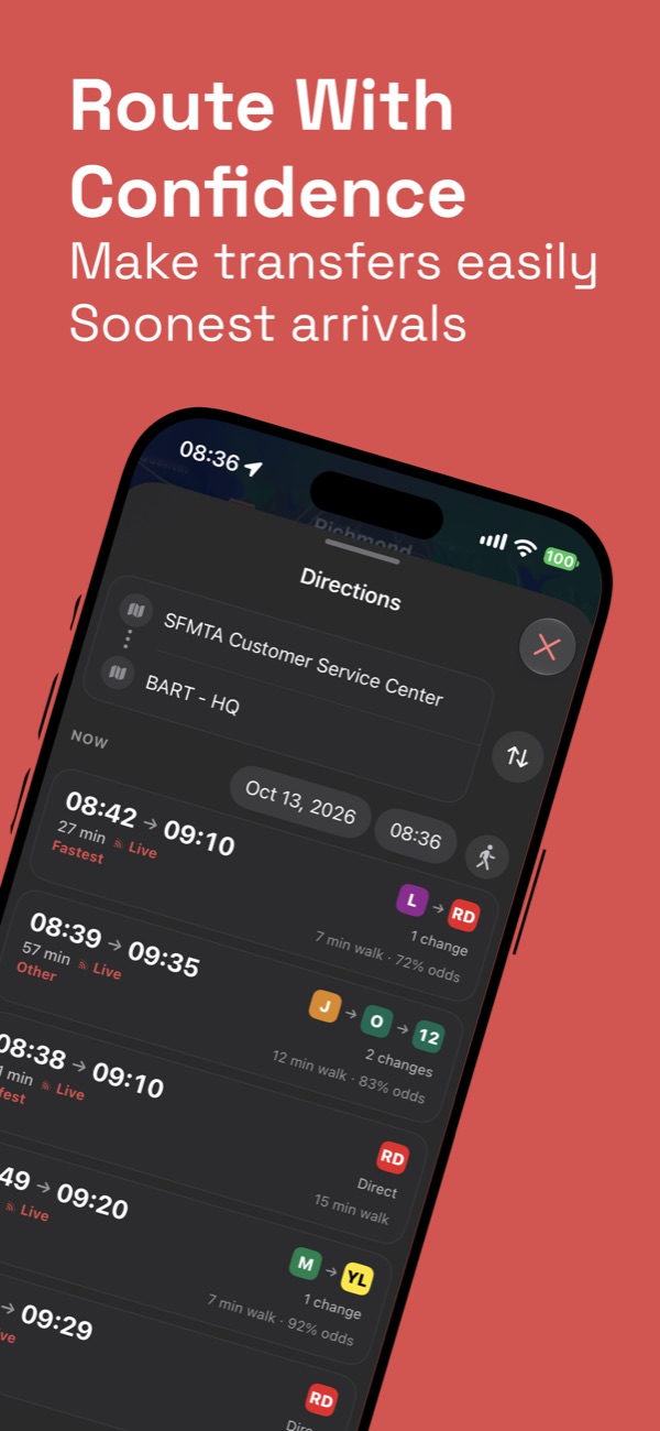 Trip planning with transfers you can make